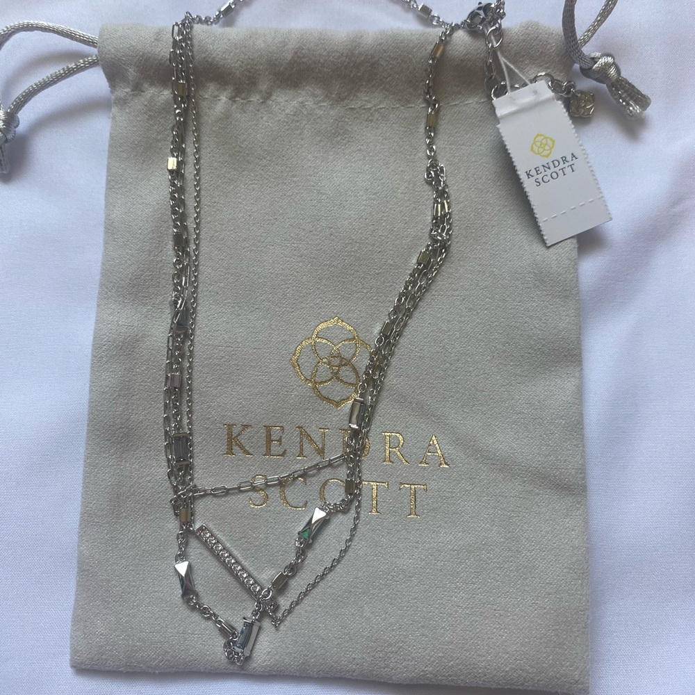 NWT Kendra Scott Addison triple strand necklace in rhodium